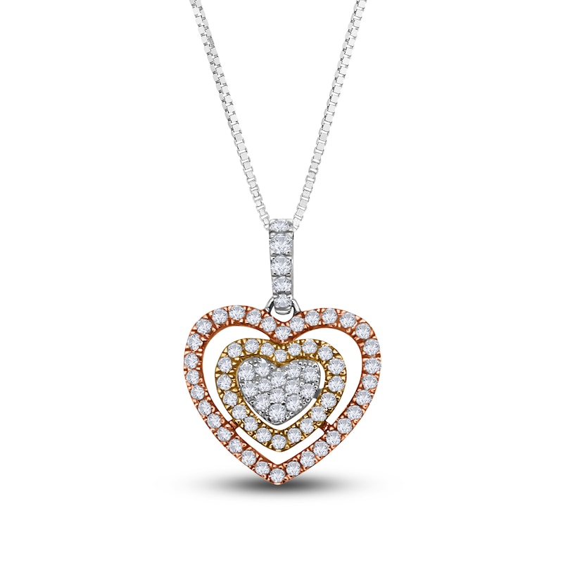 Main Image 1 of Diamond Pendant Necklace 1/2 ct tw Round 14K Tri-Tone Gold 18&quot;