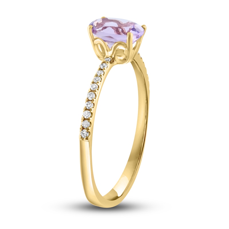 Main Image 2 of LALI Jewels Natural Amethyst Engagement Ring 1/10 ct Diamonds 14K Yellow Gold