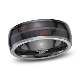 Men's Wood Inlay Wedding Band Black Zirconium 8.0mm