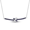 Thumbnail Image 1 of Y-Knot Natural Blue Sapphire Necklace 1/20 ct tw Diamonds 14K White Gold 17&quot;