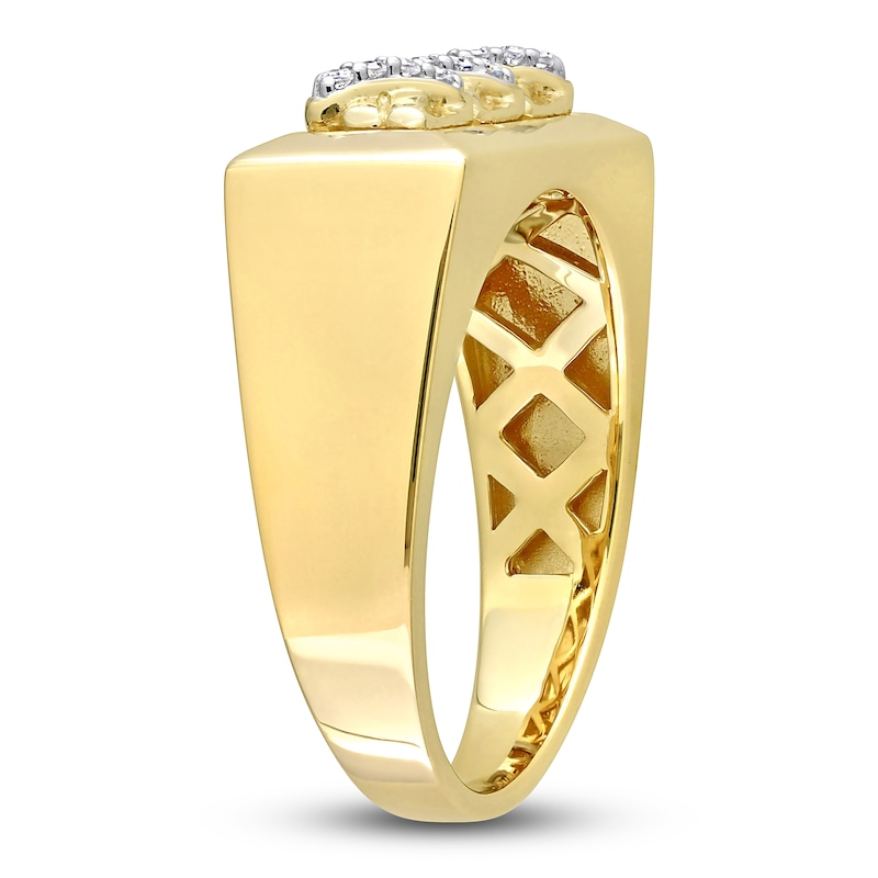 Main Image 2 of Y-Knot Men's Diamond Ring 1/20 ct tw Round 14K Yellow Gold