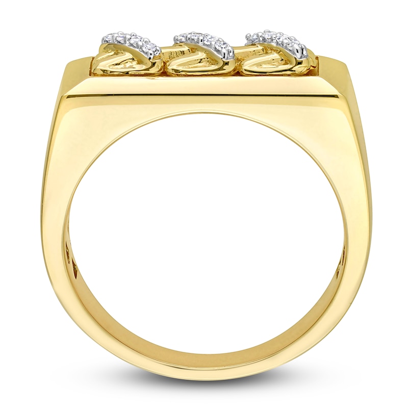 Main Image 3 of Y-Knot Men's Diamond Ring 1/20 ct tw Round 14K Yellow Gold