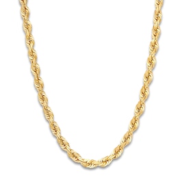 Solid Glitter Rope Necklace 10K Yellow Gold 22&quot; 4.4mm