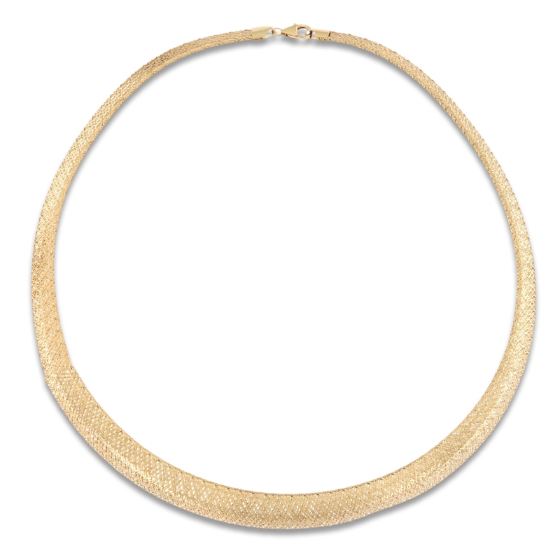 Main Image 1 of Italia D'Oro Diamond-Cut Omega Chain Necklace 14K Yellow Gold 17&quot;