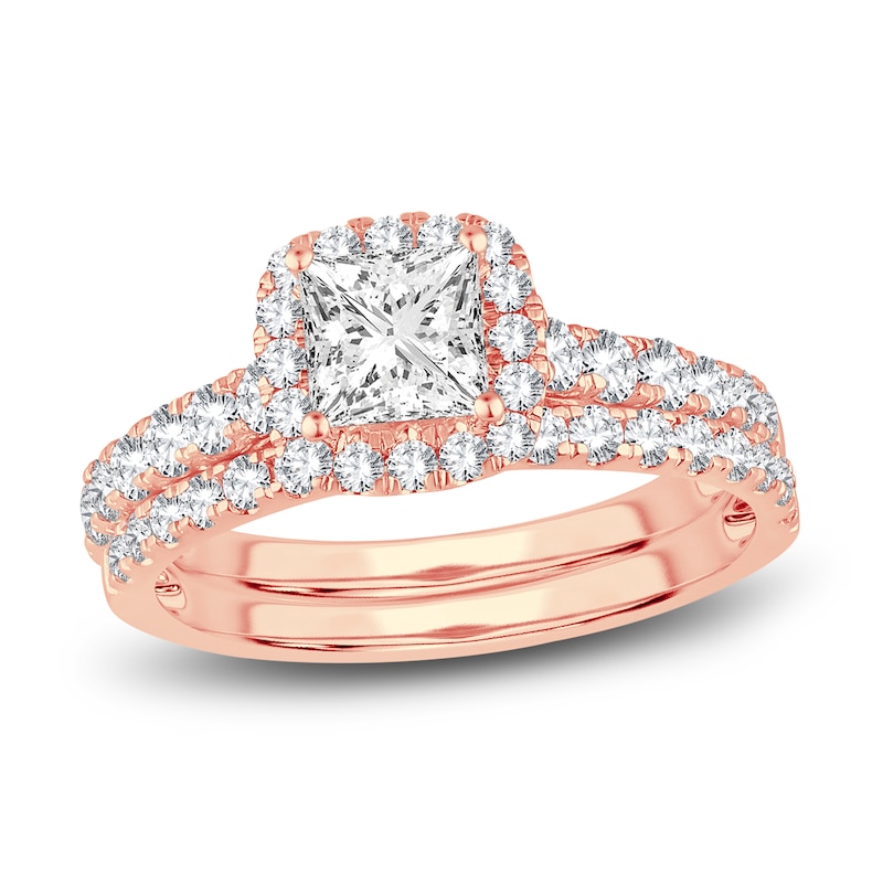 Diamond Bridal Set 1-1/2 ct tw Princess/Round 14K Rose Gold | Jared