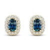 Thumbnail Image 2 of Montana Blue Cushion-Cut Natural Sapphire Stud Earrings 1/4 ct tw Round Diamonds 14K Yellow Gold