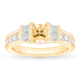 Diamond Engagement Ring Setting 7/8 ct tw Princess 14K Yellow Gold