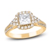 Thumbnail Image 1 of Princess & Round-Cut Diamond Halo Ring 1-1/5 ct tw 14K Yellow Gold