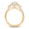 Thumbnail Image 2 of Princess & Round-Cut Diamond Halo Ring 1-1/5 ct tw 14K Yellow Gold