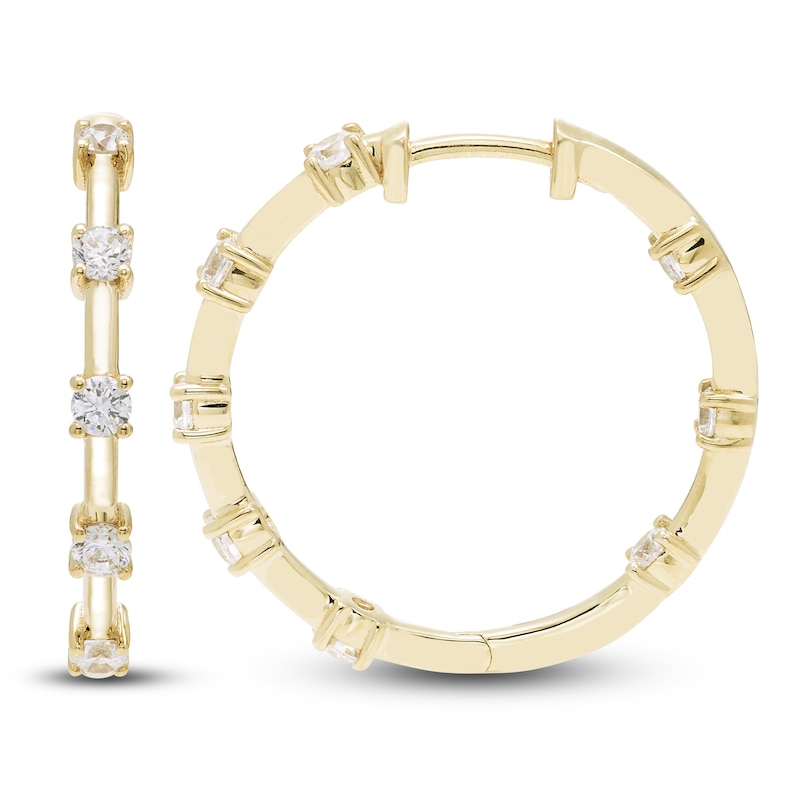 Main Image 1 of Diamond Hoop Earrings 1 ct tw 14K Yellow Gold