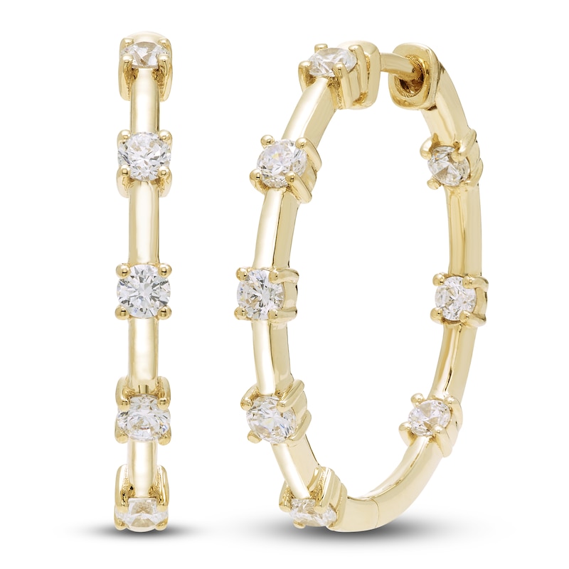 Main Image 2 of Diamond Hoop Earrings 1 ct tw 14K Yellow Gold