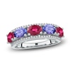 Thumbnail Image 1 of Oval-Cut Natural Tanzanite & Pink Tourmaline Ring 1/6 ct tw Diamonds 14K White Gold