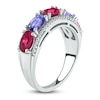 Thumbnail Image 2 of Oval-Cut Natural Tanzanite & Pink Tourmaline Ring 1/6 ct tw Diamonds 14K White Gold