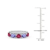 Thumbnail Image 4 of Oval-Cut Natural Tanzanite & Pink Tourmaline Ring 1/6 ct tw Diamonds 14K White Gold