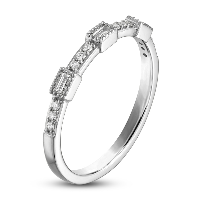 Main Image 2 of Round & Baguette-Cut Diamond Stackable Anniversary Band 1/8 ct tw 14K White Gold