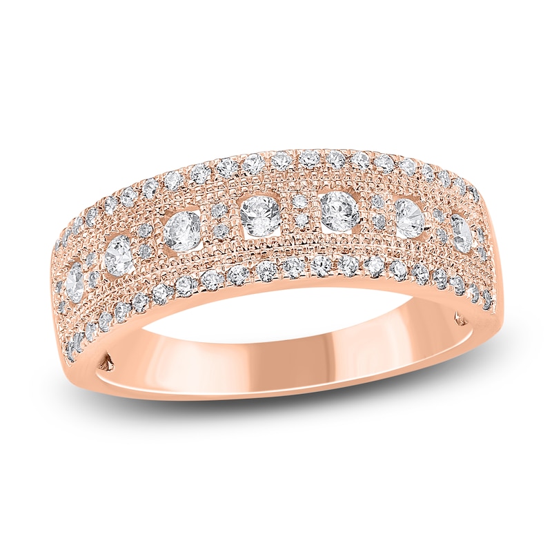 Round-Cut Diamond Multi-Row Ring 1/2 ct tw 14K Rose Gold