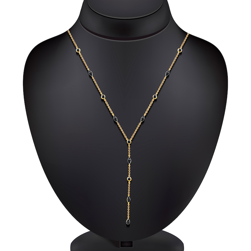 Main Image 3 of Pnina Tornai Black Diamond Y Necklace 1/2 ct tw 14K Round/Radiant-cut Yellow Gold