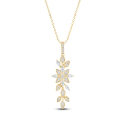 Pnina Tornai Diamond Flower Pendant Necklace 1/2 ct tw Round/Marquise 14K Yellow Gold