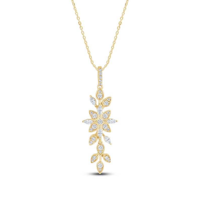 Main Image 1 of Pnina Tornai Diamond Flower Pendant Necklace 1/2 ct tw Round/Marquise 14K Yellow Gold