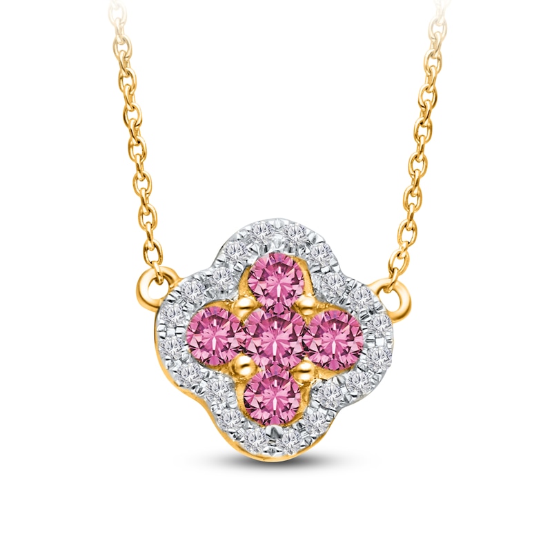 Main Image 2 of Kallati Natural Pink Sapphire & Diamond Necklace 1/10 ct tw 14K Yellow Gold 18&quot;