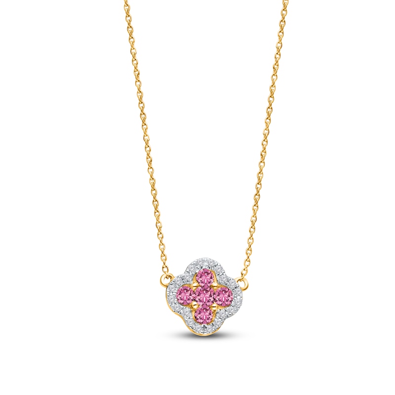 Main Image 3 of Kallati Natural Pink Sapphire & Diamond Necklace 1/10 ct tw 14K Yellow Gold 18&quot;