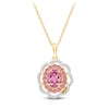 Thumbnail Image 2 of Kallati Oval-Cut Natural Pink Sapphire & Diamond Scalloped Halo Frame Necklace 1/5 ct tw 14K Yellow Gold 18&quot;