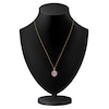 Thumbnail Image 4 of Kallati Oval-Cut Natural Pink Sapphire & Diamond Scalloped Halo Frame Necklace 1/5 ct tw 14K Yellow Gold 18&quot;