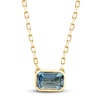 Thumbnail Image 1 of Rectangle-Cut Natural Aquamarine Bezel Solitaire Necklace 10K Yellow Gold 18&quot;