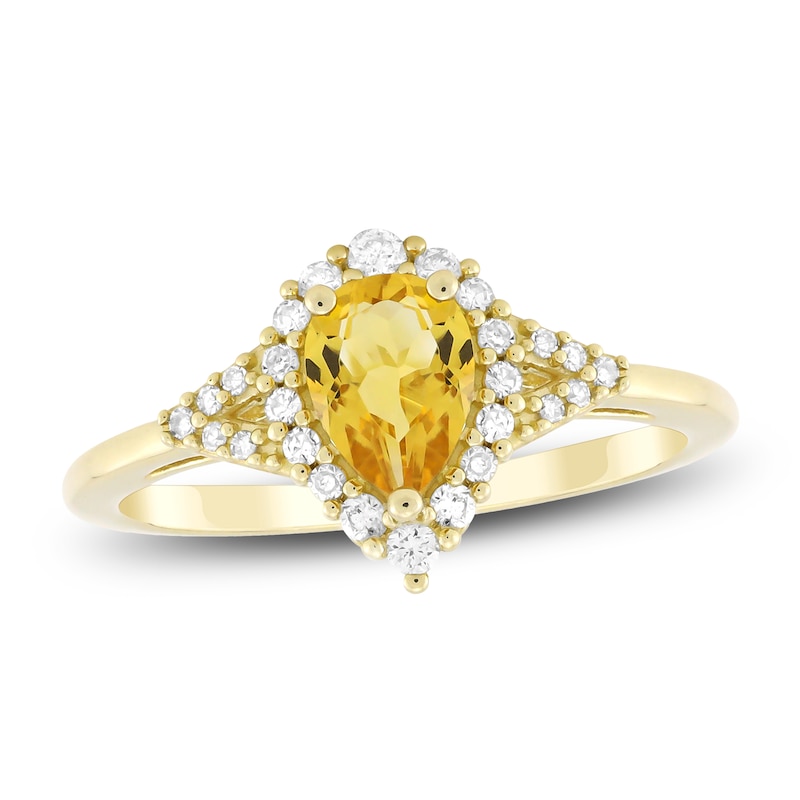 Pear-Shaped Natural Citrine & Diamond Ring 1/5 ct tw 10K Yellow Gold