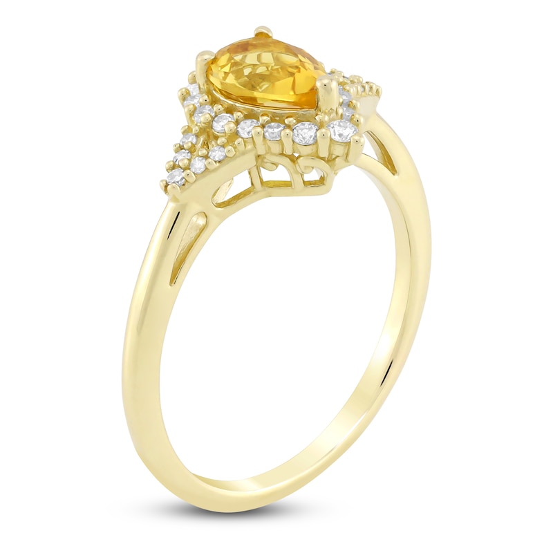 Pear-Shaped Natural Citrine & Diamond Ring 1/5 ct tw 10K Yellow Gold