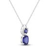 Thumbnail Image 2 of Oval & Pear-Shaped Ceylon Lab-Created Sapphire & Diamond Double Drop Necklace 1/15 ct tw 10K White Gold 18&quot;