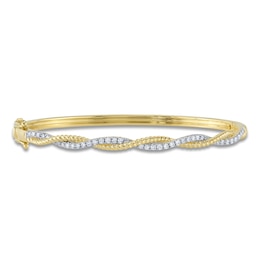 Shy Creation Diamond Rope Twist Bangle Bracelet 1/2 ct tw 14K Yellow Gold SC55025550RDZS