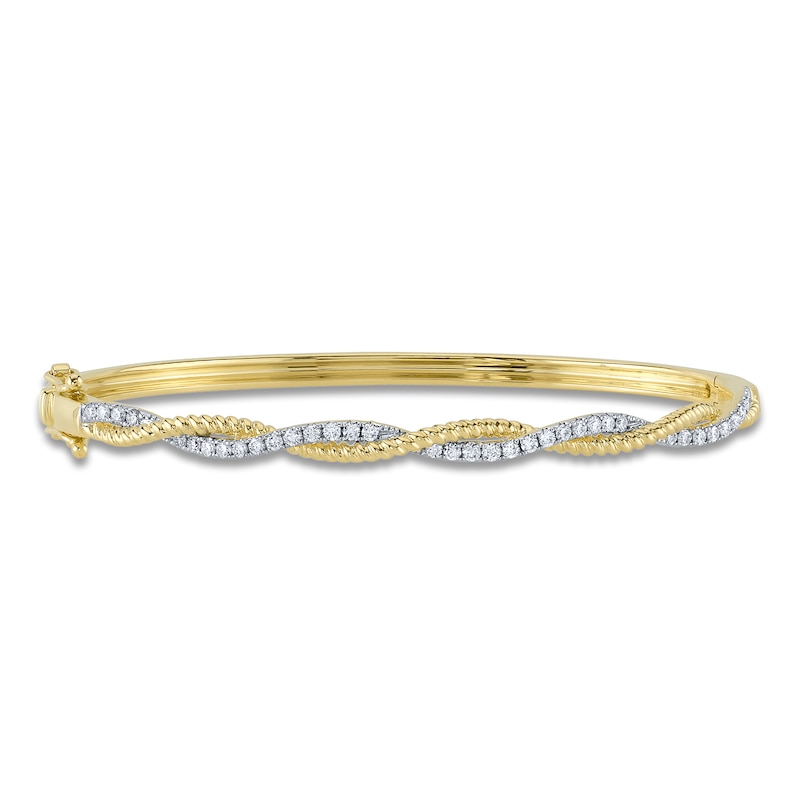 Main Image 1 of Shy Creation Diamond Rope Twist Bangle Bracelet 1/2 ct tw 14K Yellow Gold SC55025550RDZS