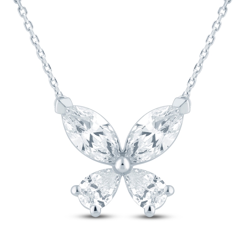 Main Image 1 of Pnina Tornai Pear-Shaped & Marquise Lab-Created Diamond Butterfly Necklace 2 ct tw 14K White Gold 18&quot;