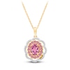 Thumbnail Image 1 of Kallati Oval-Cut Natural Pink Sapphire & Diamond Scalloped Halo Frame Necklace 1/4 ct tw 14K Yellow Gold 18&quot;