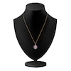 Thumbnail Image 4 of Kallati Oval-Cut Natural Pink Sapphire & Diamond Scalloped Halo Frame Necklace 1/4 ct tw 14K Yellow Gold 18&quot;