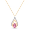 Thumbnail Image 2 of Kallati Oval-Cut Natural Pink Sapphire & Diamond Teardrop Necklace 1/6 ct tw 14K Yellow Gold 18&quot;