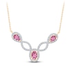 Thumbnail Image 1 of Kallati Oval-Cut & Pear-Shaped Natural Pink Sapphire & Diamond Necklace 3/8 ct tw 14K Yellow Gold 18&quot;