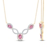 Thumbnail Image 2 of Kallati Oval-Cut & Pear-Shaped Natural Pink Sapphire & Diamond Necklace 3/8 ct tw 14K Yellow Gold 18&quot;