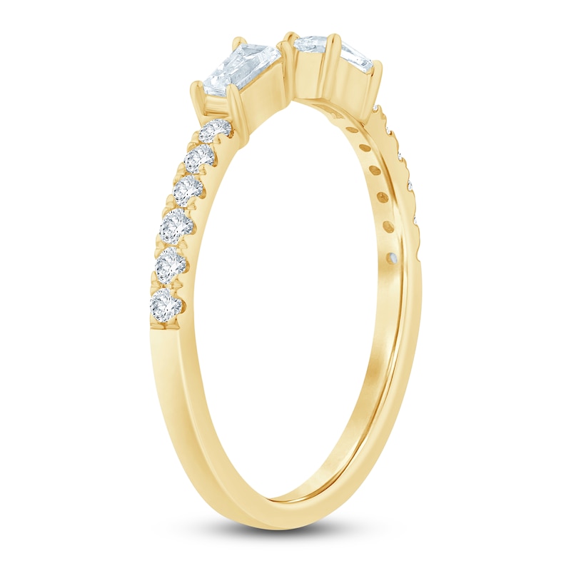 Certified Diamond Baguette & Round-Cut Anniversary Ring 1/3 ct tw 14K Yellow Gold