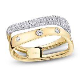 Shy Creation Diamond Faux-Stack Curved Ring 1/3 ct tw 14K Yellow Gold SC55026864