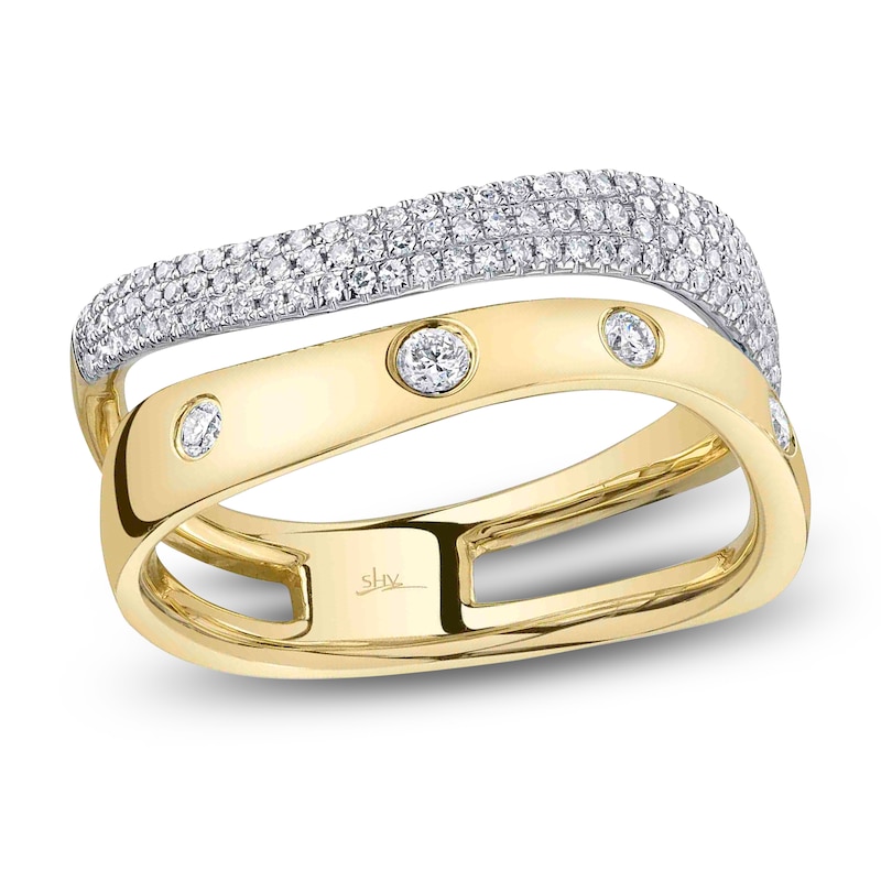 Main Image 1 of Shy Creation Diamond Faux-Stack Curved Ring 1/3 ct tw 14K Yellow Gold SC55026864