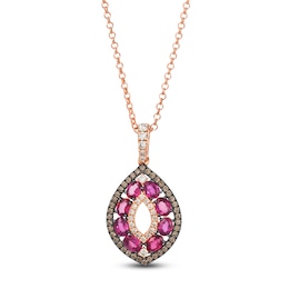 Le Vian Oval-Cut Ruby Marquise-Shaped Necklace 1/2 ct tw Diamonds 14K Strawberry Gold 19&quot;