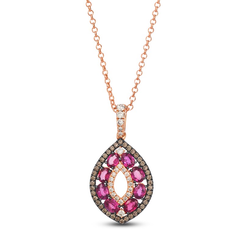 Le Vian Oval-Cut Ruby Marquise-Shaped Necklace 1/2 ct tw Diamonds 14K Strawberry Gold 19"