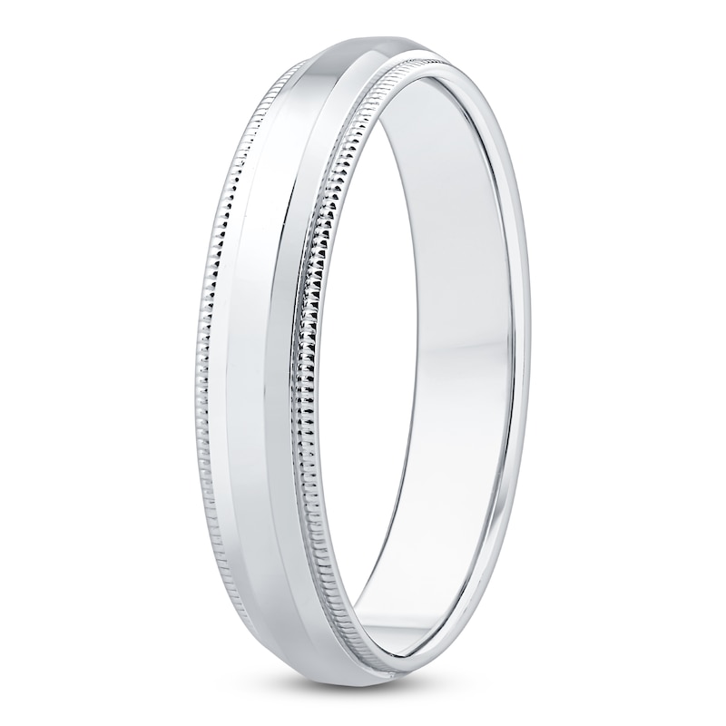 Main Image 2 of Men's Polished Milgrain Wedding Band 14K White Gold 4.3mm