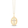 Thumbnail Image 1 of Children's Diamond Cross Oval Locket Necklace 1/15 ct tw 14K Yellow Gold 13&quot;