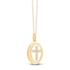 Thumbnail Image 2 of Children's Diamond Cross Oval Locket Necklace 1/15 ct tw 14K Yellow Gold 13&quot;