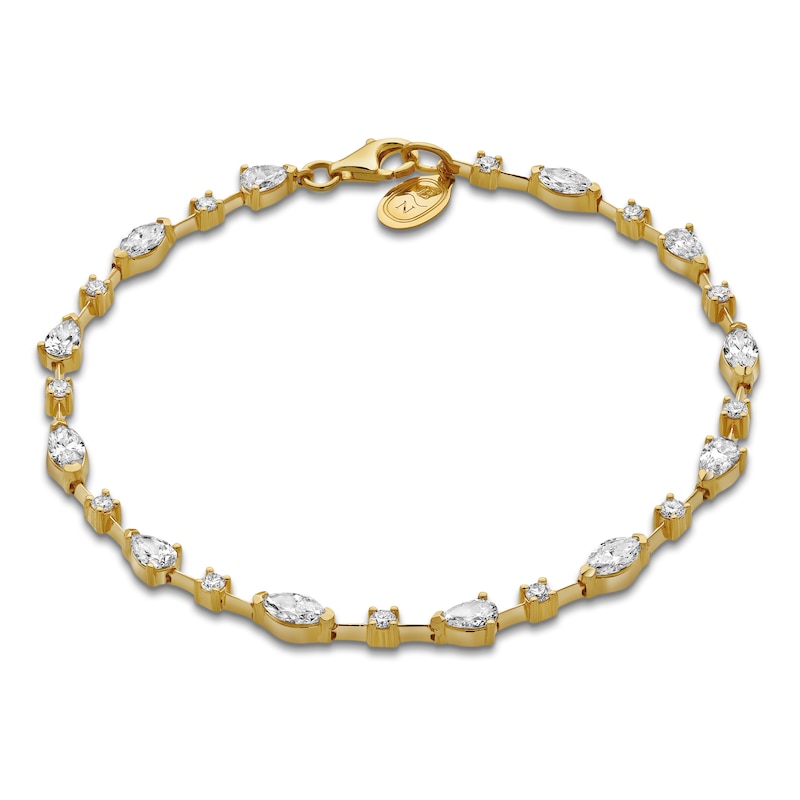 Blue Nile X Jared Pear, Marquise & Round-Cut Diamond Tennis Bracelet 2-1/2 ct tw 14K Yellow Gold 7"