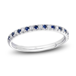 Shy Creation Natural Blue Sapphire & Diamond Ring 1/10 ct tw 14K White Gold SC55025934Z7