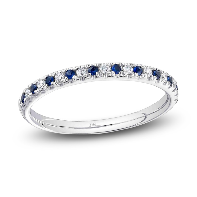 Main Image 1 of Shy Creation Natural Blue Sapphire & Diamond Ring 1/10 ct tw 14K White Gold SC55025934Z7